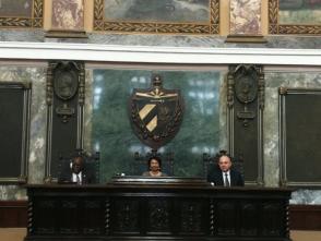 Encuentro del presidente de la República de Ghana, Nana Addo Dankwa Akufo-Addo en el Aula Magna de la Universidad de La Habana. Foto: Sergio Alejandro Gómez/ Cubadebate.