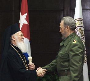 Fidel Castro Ruz junto al Patriarca Bartolomeo I